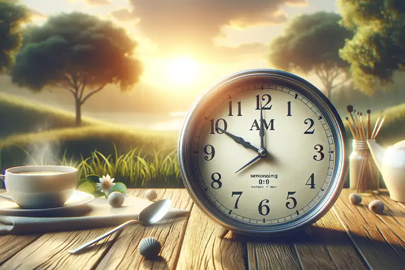 Classic Analog Clock With Morning Light Am Period